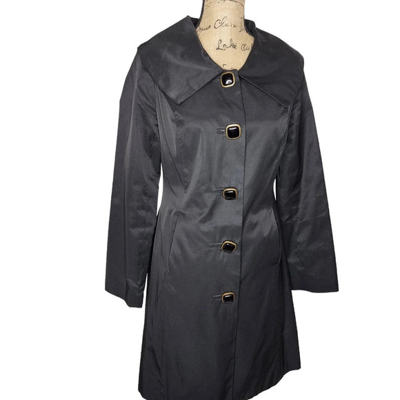 Vertigo Paris Womens Knee-length Trench Coat Size Small Black Accent Buttons - Picture 12 of 12